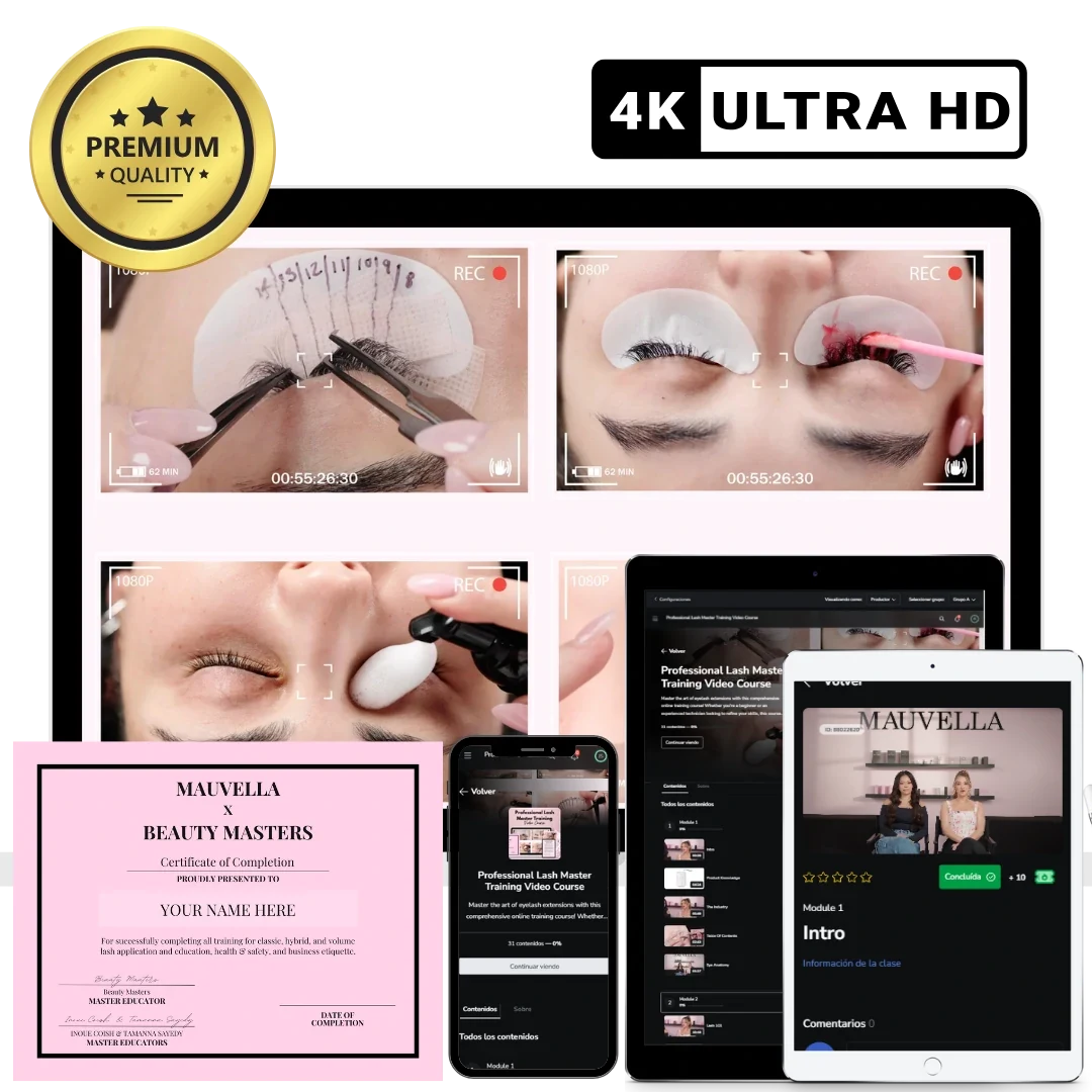 Lash Master Course devices, certificate and training manual mockup
