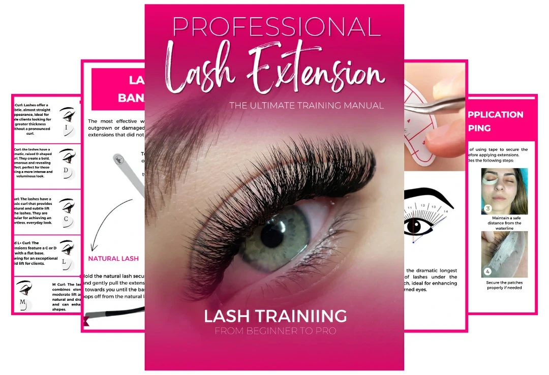 Professional Lash Extension Training Manual, pages preview with cover